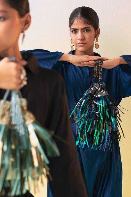 Buy_Aamli_Blue Embroidery Jal Farezi Potli Single Pc _Online_at_Aza_Fashions