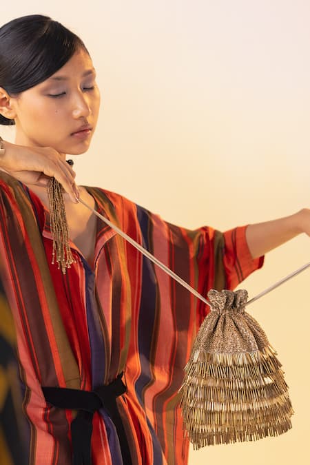 Aamli Gold Embroidery Raavi Silk Velvet Potli Online at Aza Fashions Aamli_Gold Embroidery Raavi Silk Velvet Potli _Online_at_Aza_Fashions