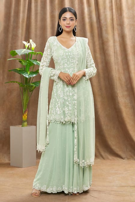 Mahima Batra Floral Embroidered Kurta Sharara Set 