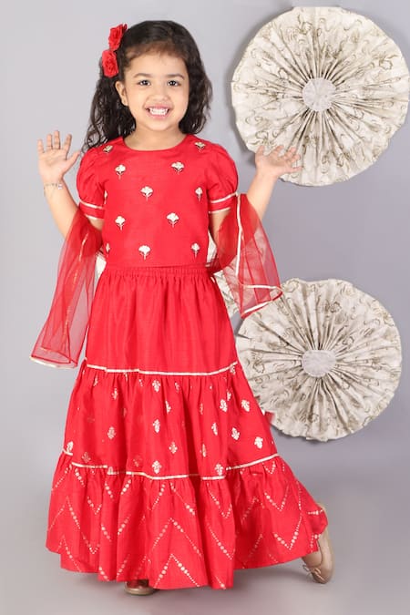 LIL DRAMA Floral Woven Lehenga Set 