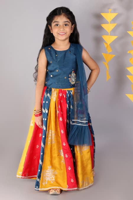 LIL DRAMA Floral Woven Lehenga Set 