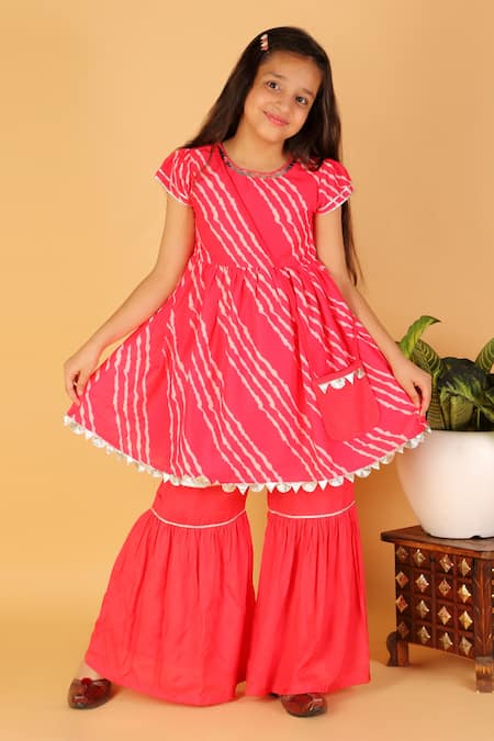 LIL DRAMA Shibori Pattern Kurta & Sharara Set 