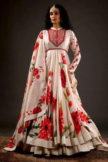 Rohit Bal Chanderi Silk Printed Anarkali Set 