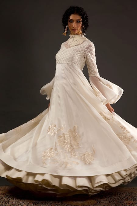 Rohit Bal Chanderi Silk Embroidered Anarkali Set 