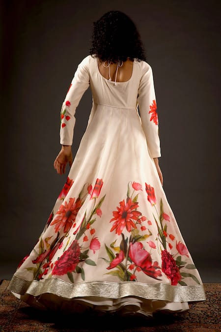 Rohit Bal Chanderi Silk Floral Print Anarkali Set 