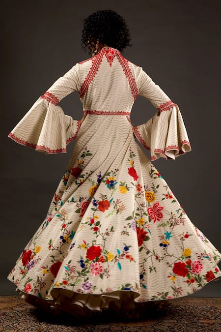 Rohit Bal Chanderi Silk Embroidered Anarkali Set 