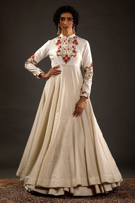 Rohit Bal Chanderi Silk Embroidered Anarkali Set 