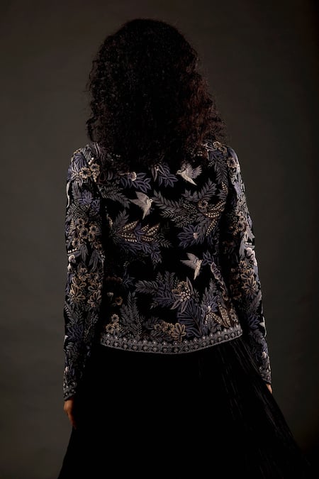 Rohit Bal Silk Velvet Embroidered Short Jacket 