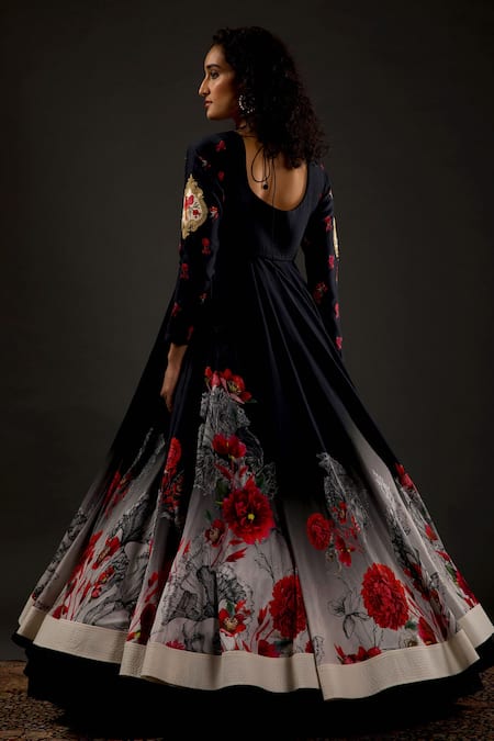 Rohit Bal Chanderi Silk Floral Print Anarkali Set 