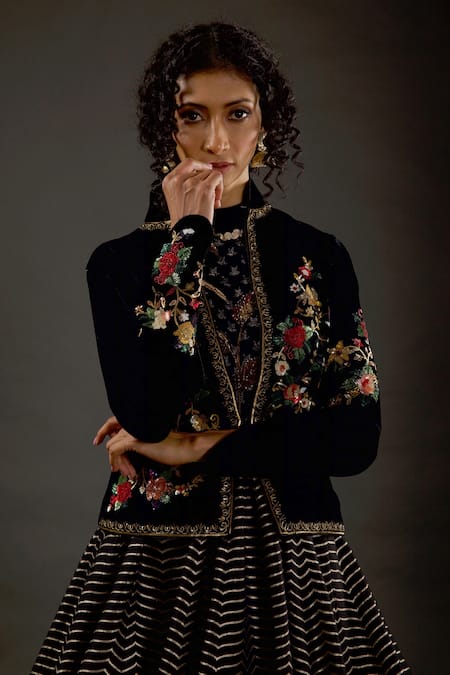 Velvet embroidered jacket on sale womens