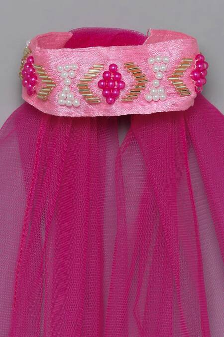 Buy_Tutus By Tutu_Pink Tulle Hand Embroidered Bead And Cut Dana Work Lehenga Set_Online_at_Aza_Fashions