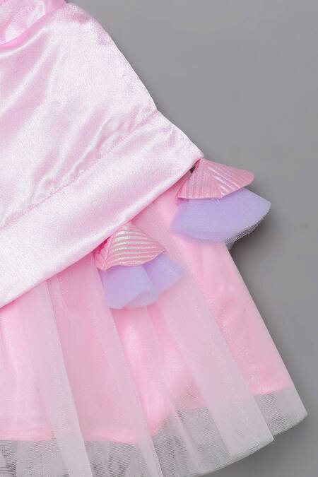 Shop_Tutus By Tutu_Pink Crepe Satin Embellishment Ruffles And Tassels Holographic Top & Skirt Set_Online_at_Aza_Fashions