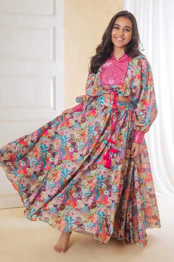 Lil Angels Floral Print Lehenga & Blouse Set