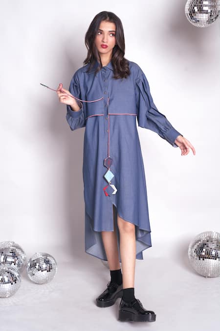 Chillosophy Selena Pleated Sleeve Shirt Dress 