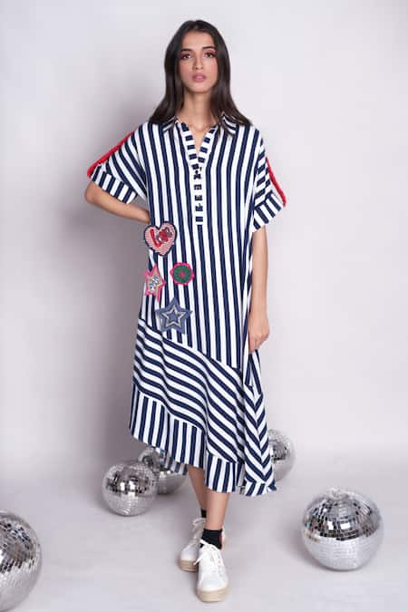 Chillosophy Rihanna Stripe Pattern Kaftan Tunic 