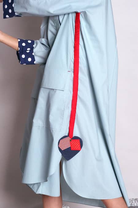Buy_Chillosophy_Blue Poplin Plain Shirt Collar Alicia Dress _Online_at_Aza_Fashions