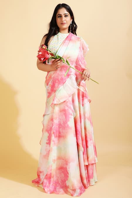 Ranng Label Pre-Draped Saree With Blouse 