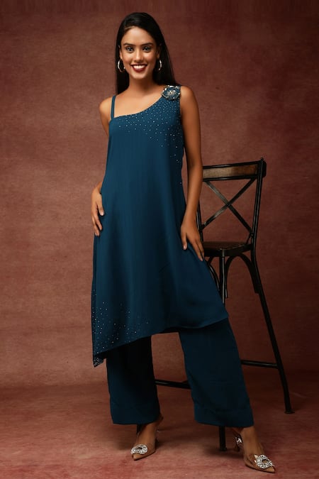 Ranng Label One Shoulder Kurta & Pant Set 