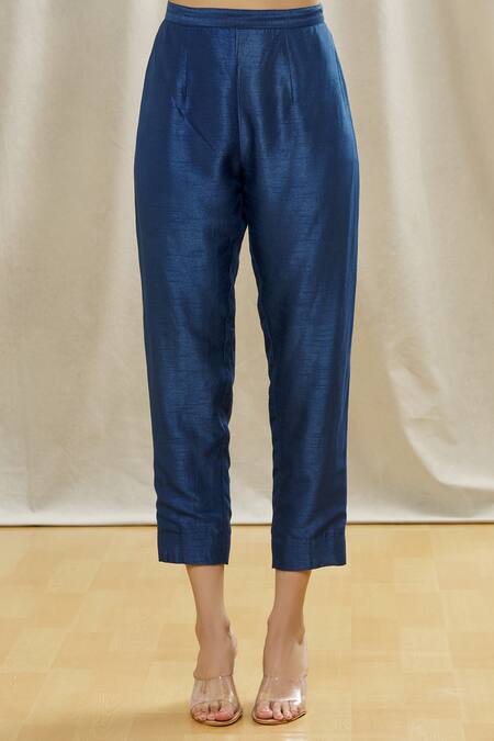 Oshi By Shikha_Blue Zardozi Embroidered Kurta And Pant Set_at_Aza_Fashions