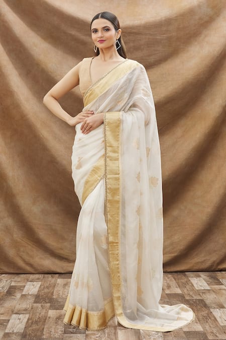 White Saree | Buy Indian White Color Sarees Online | KalaNiketan