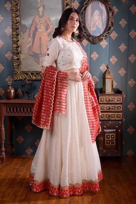 Abbaran Banarasi Chanderi Lehenga Set 