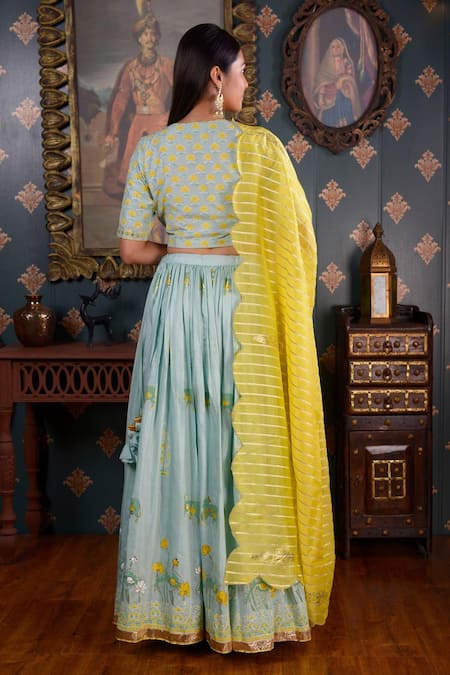 Abbaran Foil Print Lehenga Set 