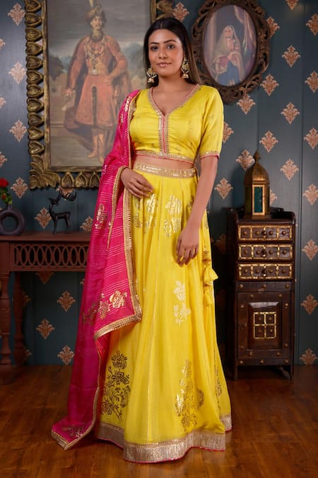 Abbaran Cotton Silk Lehenga Set 