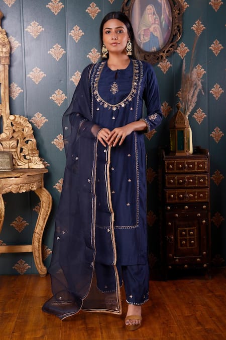 Abbaran Cotton Silk Kurta Pant Set 