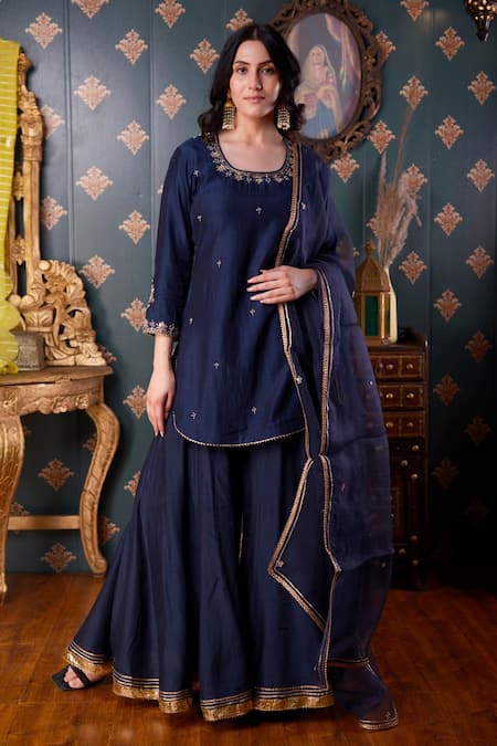 Abbaran Cotton Silk Kurta Gharara Set 