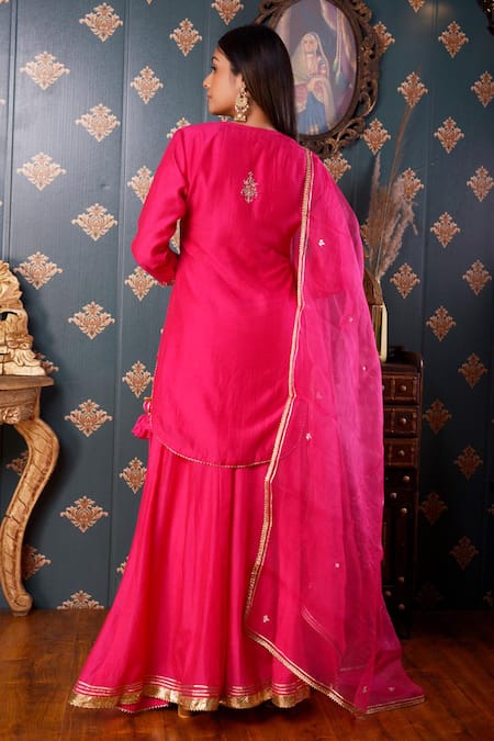 Abbaran Cotton Silk Kurta Gharara Set
