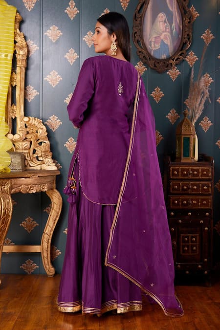 Abbaran Cotton Silk Kurta Gharara Set 
