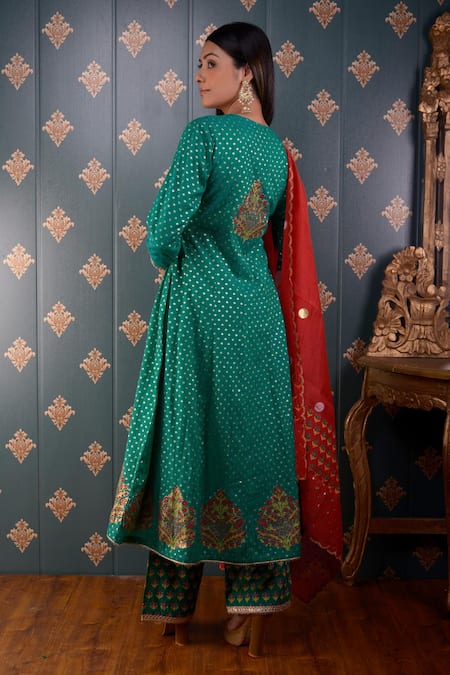 Abbaran Banarasi Chanderi Anarkali Set