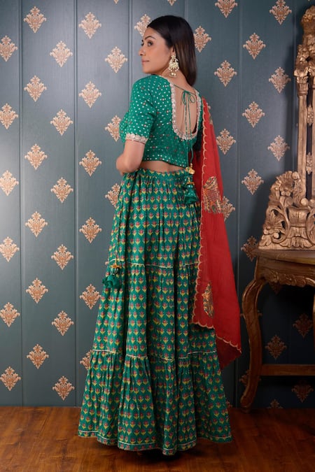 Abbaran Block Print Lehenga Set 