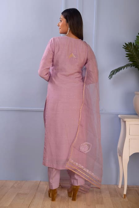 Abbaran Lucknowi Cotton Silk Kurta Set 