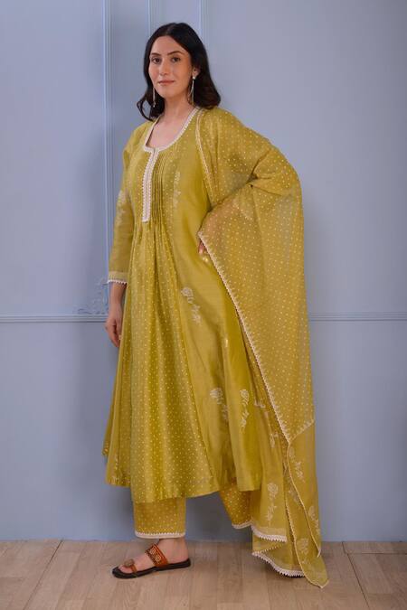 Buy Abbaran Green Kurta And Dupatta Chanderipalazzo- Cotton Chanderi Pintuck Palazzo Set Online at Aza Fashions Buy_Abbaran_Green Kurta And Dupatta Chanderipalazzo- Cotton Chanderi Pintuck Palazzo Set _Online_at_Aza_Fashions