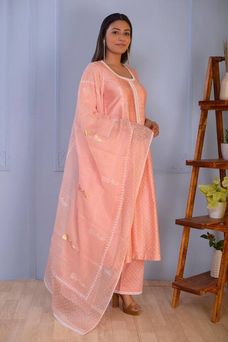 Abbaran Pink Anarkali And Dupatta Chanderipalazzo- Cotton Satin Chanderi Palazzo Set Online at Aza Fashions Abbaran_Pink Anarkali And Dupatta Chanderipalazzo- Cotton Satin Chanderi Palazzo Set _Online_at_Aza_Fashions