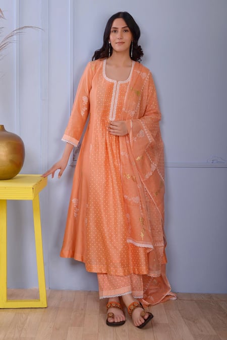 Abbaran Chanderi Anarkali Palazzo Set 