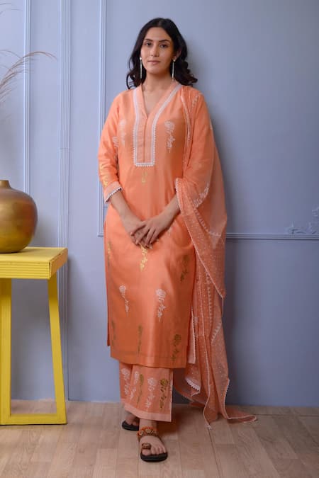 Abbaran Chanderi Kurta Palazzo Set 