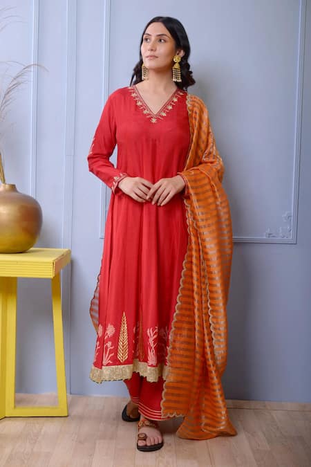 Abbaran Cotton Silk Anarkali Set 