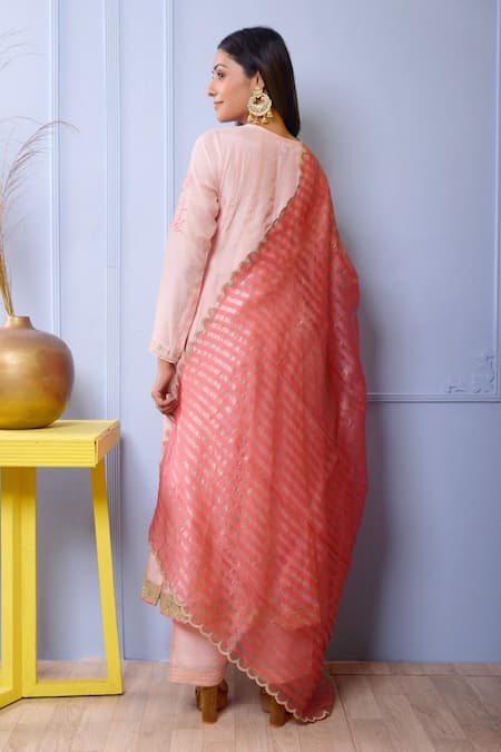 Shop Abbaran Pink Anarkali- Silkpalazzo- Satindupatta- Banarasi Silk Set at Aza Fashions Shop_Abbaran_Pink Anarkali- Silkpalazzo- Satindupatta- Banarasi Silk Set _at_Aza_Fashions