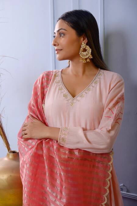 Abbaran Pink Anarkali- Silkpalazzo- Satindupatta- Banarasi Silk Set at Aza Fashions Abbaran_Pink Anarkali- Silkpalazzo- Satindupatta- Banarasi Silk Set _at_Aza_Fashions