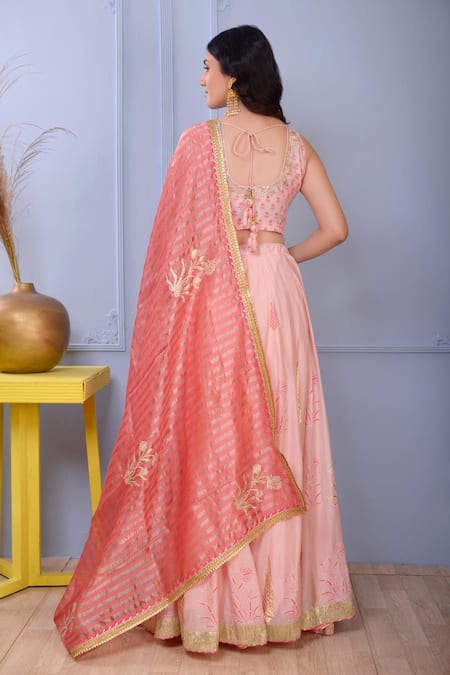 Abbaran Foil Print Lehenga Set 