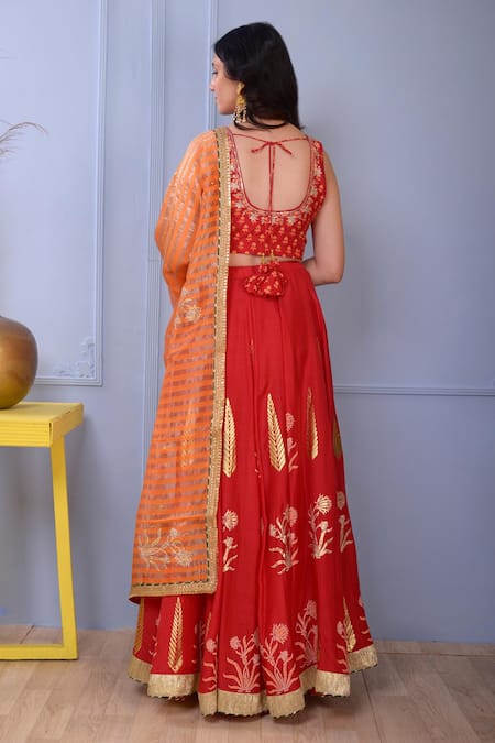 Abbaran Foil Print Lehenga Set 