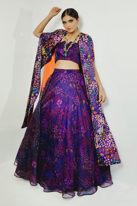Payal & Zinal Printed Cape & Lehenga Set 