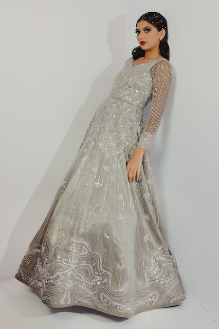 Payal & Zinal Ginkgo Embroidered Gown  