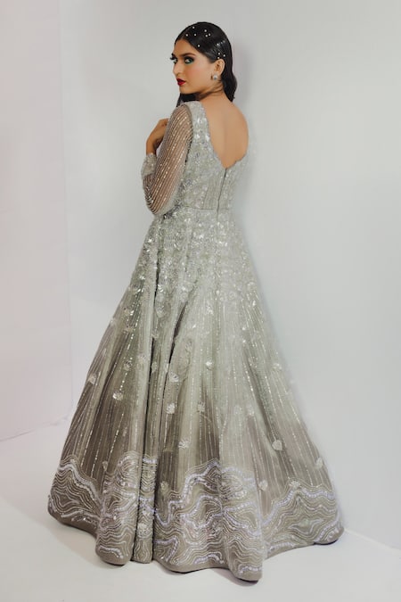 Payal & Zinal Ginkgo Embroidered Gown  