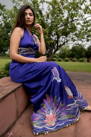 Payal & Zinal Gajji Silk V Neck Jumpsuit 