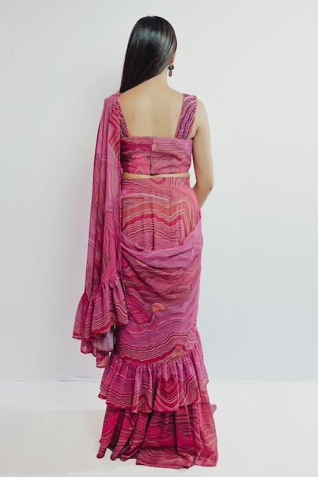 Payal & Zinal Printed Pre-Draped Saree With Blouse 