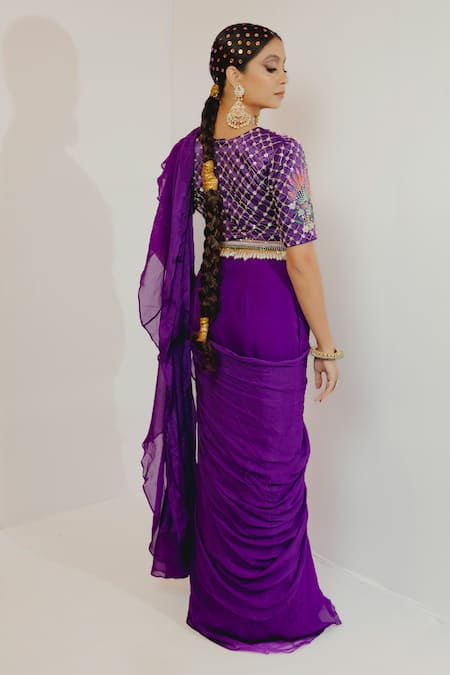 Payal & Zinal Pre-Draped Saree With Embroidered Blouse 