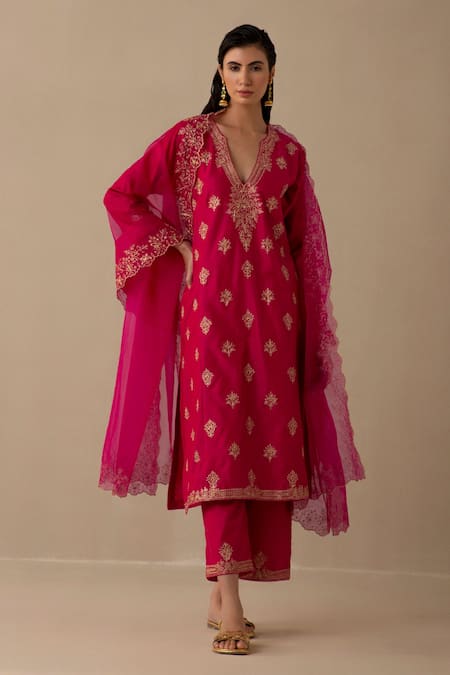 Sureena Chowdhri Noor Silk Chanderi Kurta Palazzo Set 